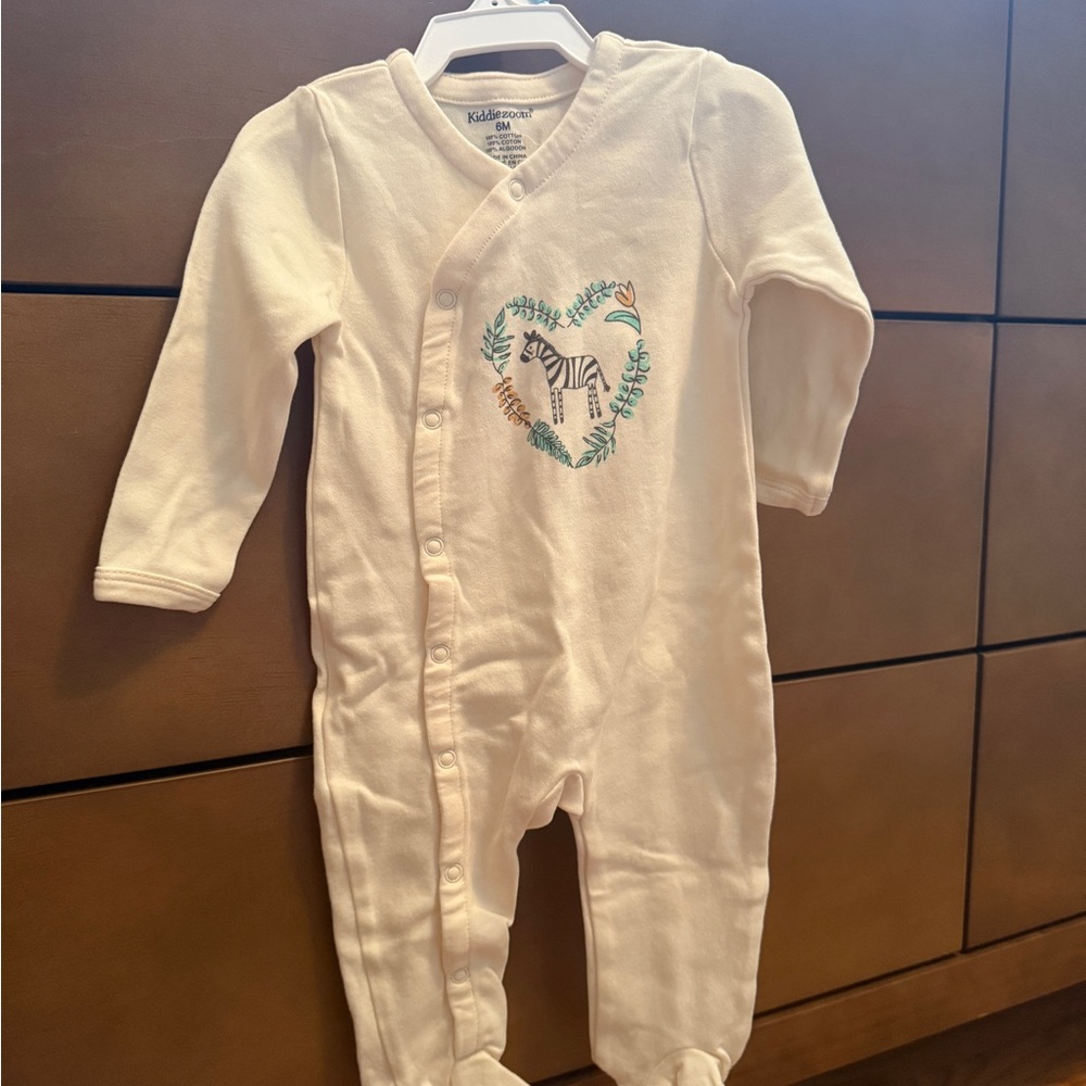 Cream Footies One Piece with Heart Motif